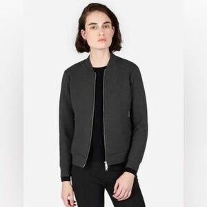 Everlane The Street Fleece Full Zip Bomber Jacket, Charcoal gray, size Medium